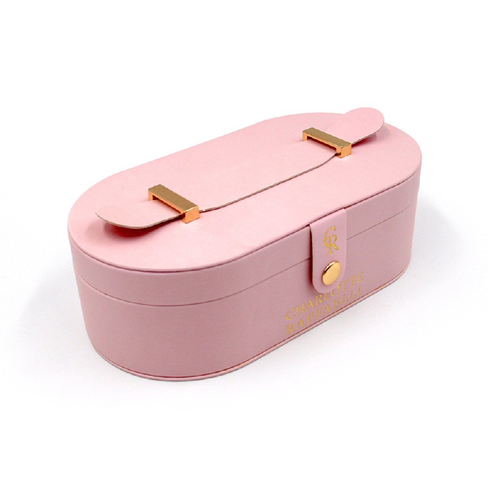 Pink PU leather jewelry box