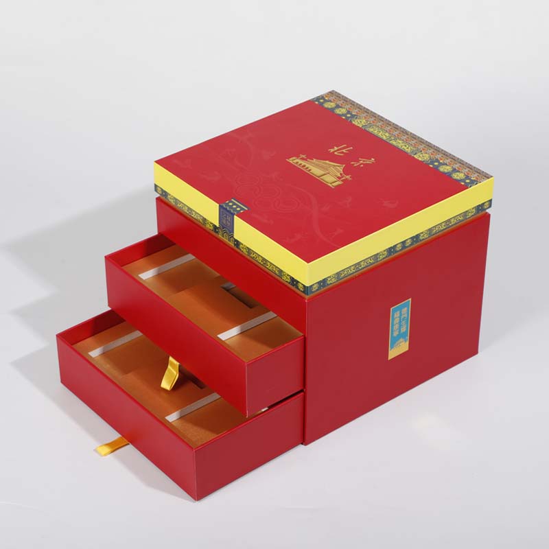 Beijing three-story flip-top gift box