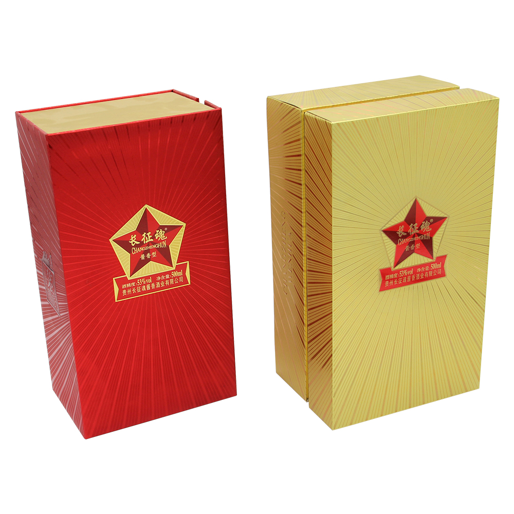 The spirit of the Long March; a flip-top liquor gift box.
