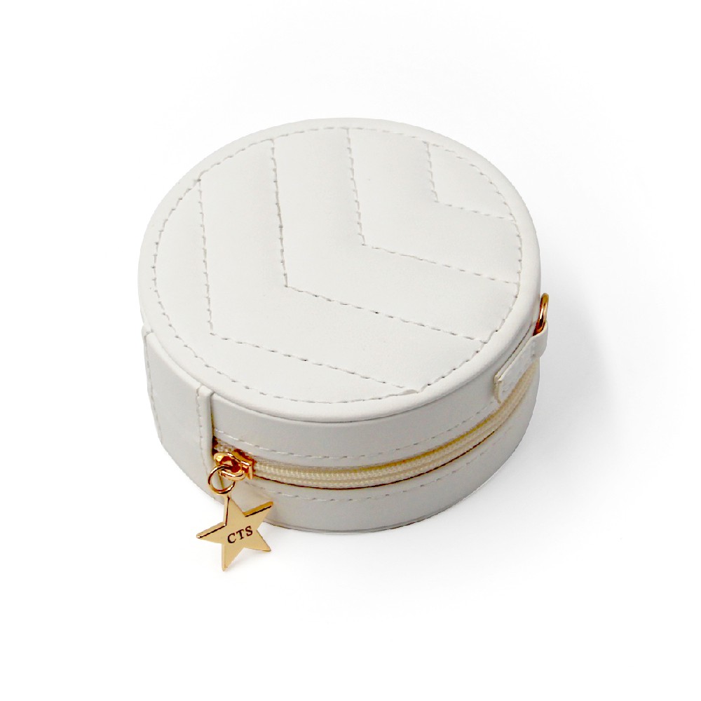 Round watch box with chain