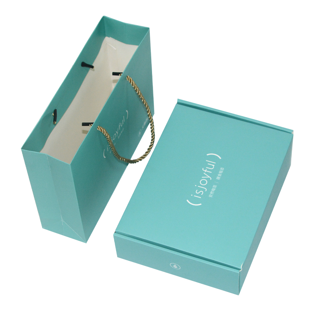 Blue airplane box with handbag